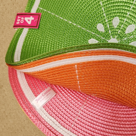 NWT ❗️ set of 4 Juice couture placemats  bright yellow pink orange green fruits - Picture 9 of 13